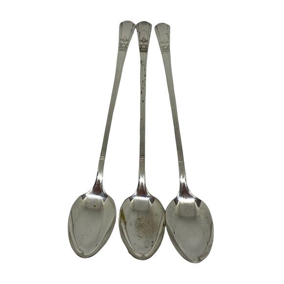 Midcentury Modern 1939 Court Silver Plate 7 5/8” Iced Tea Spoons Set Of Three - Picture 11 of 11